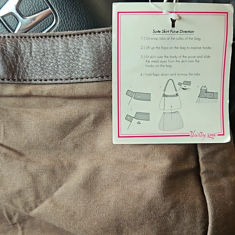Thirty-One Womens Suite Skirt Brown Hobo Purse NWT
